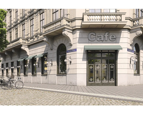 Extérieur d''un café dans un immeuble d''angle