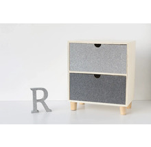 Petite armoire avec deux tiroirs et une lettre décorative