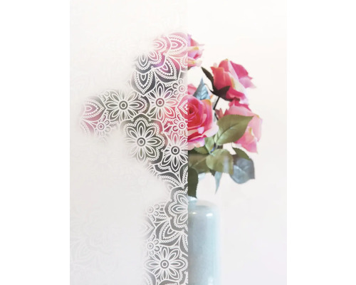Film décoratif avec motif floral et vase avec roses