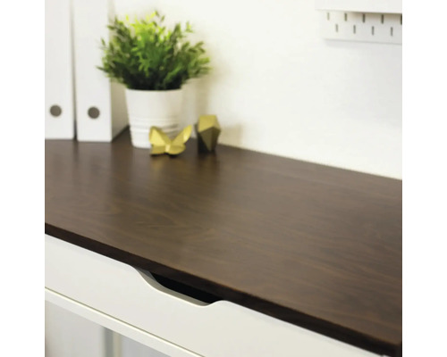 Bureau avec tiroir, surface en bois, accessoires de bureau