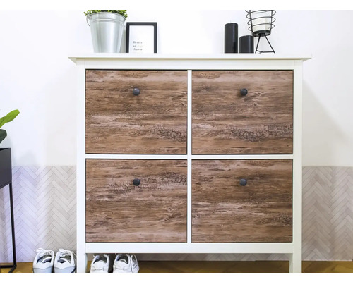 Meuble à chaussures avec quatre compartiments au design bois