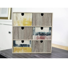 Commode avec six tiroirs aspect bois