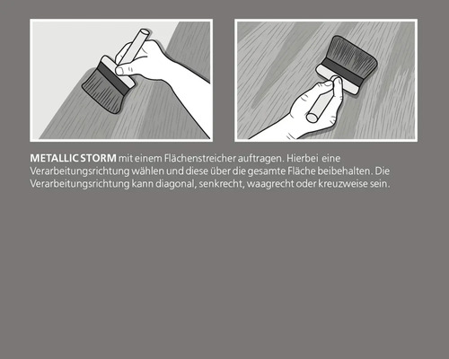Anwendung von Metallic Storm mit einem Flächenstreicher.