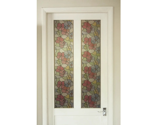Porte blanche avec motif floral en verre