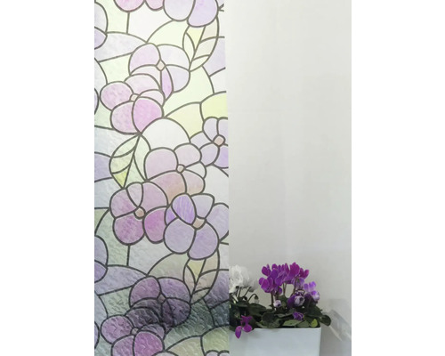 Film décoratif à motif floral à côté d''une plante en pot