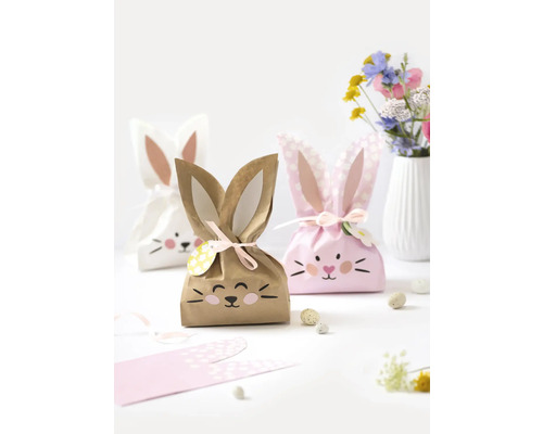 Sacs cadeaux décoratifs avec motifs de lapins et oreilles de lapin en papier