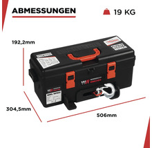 Image d''un treuil portable Warrior avec dimensions