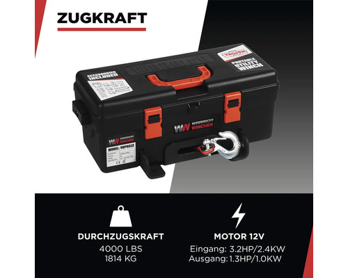 Treuil électrique portable avec accessoires dans un coffret