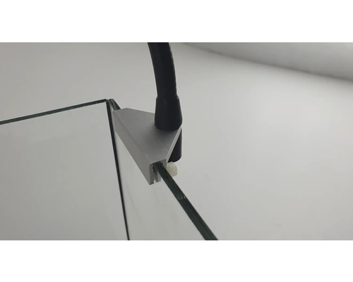 Aquariumglasplatte mit Halterung und Beleuchtung