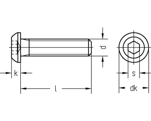 Dessin technique d''une vis à tête cylindrique à six pans creux