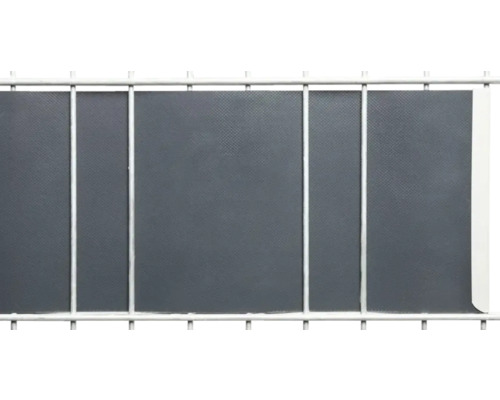 Sichtschutzzaun aus Metall mit grauer Abdeckung