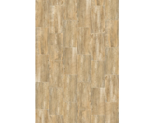 Verlegte Bodenfliesen mit Holzoptik