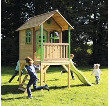 Kinderspielhaus aus Holz mit Rutsche und Leiter im Garten
