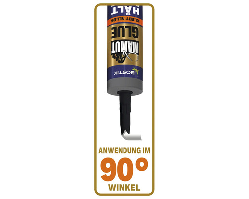 Bostik Mamut Kleberkartusche zur Anwendung im 90-Grad-Winkel