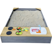 Bac à sable avec cuisine de jeu et sable