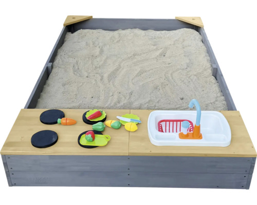 Bac à sable avec cuisine de jeu et sable