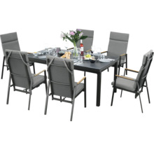 Groupe de salle à manger avec six chaises et vaisselle pour l''extérieur