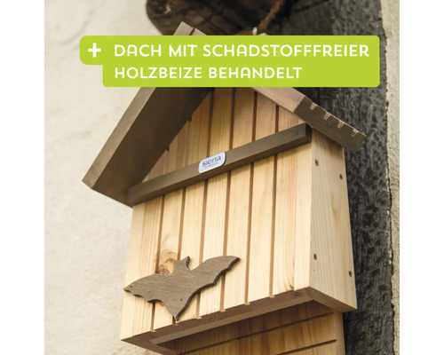 Fledermauskasten aus Holz mit schadstofffreier Holzbeize behandelt