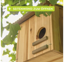 Nistkasten aus Holz mit Öffnung zum Reinigen
