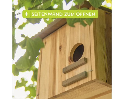 Nistkasten aus Holz mit Öffnung zum Reinigen