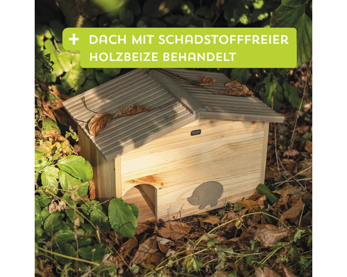 Igelhaus aus Holz mit schadstofffreier Holzbeize behandelt