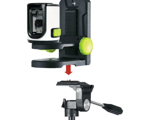 Kreuzlinienlaser wird auf einem Stativ montiert