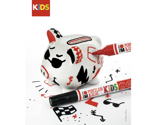 Bemalte Spardose mit Porzellan- und Glasmalstiften