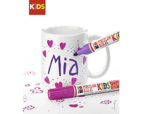 Bemalter Becher mit Porzellanmalstiften