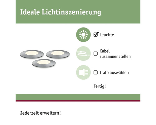 Trois spots encastrables LED et étapes pour l''installation d''éclairage