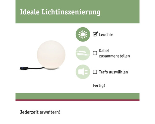Lampe de jardin décorative sphérique avec connexion de câble