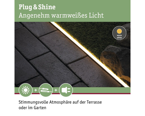 Système d''éclairage Plug and Shine pour l''extérieur avec lumière blanche chaude