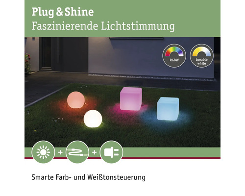 Luminaires de jardin Plug and Shine avec changement de couleur et tonalité de blanc réglable