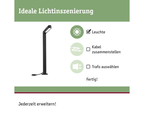 Außenleuchte zur Lichtinszenierung: Leuchte, Kabel, Transformator.