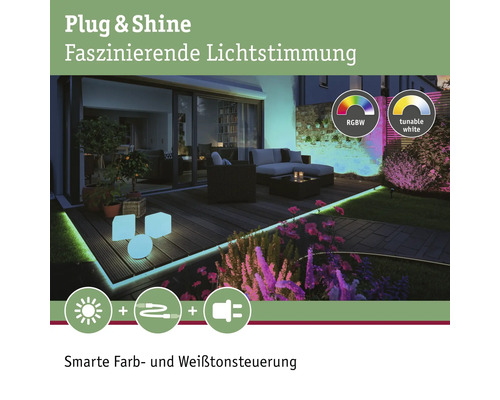 Plug and Shine Gartenbeleuchtung mit RGBW und einstellbarem Weiß