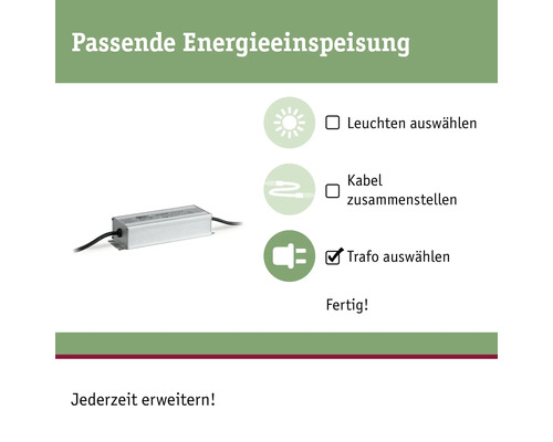 Passende Energieeinspeisung mit Transformator zur Auswahl.