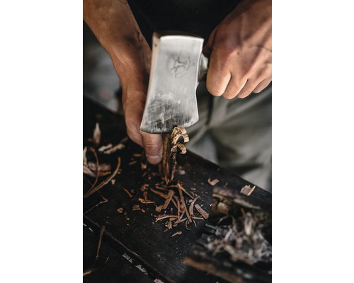 Hache travaillant le bois