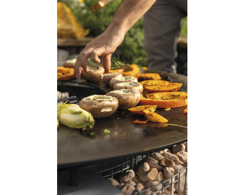 Légumes et champignons farcis préparés sur une plaque de cuisson