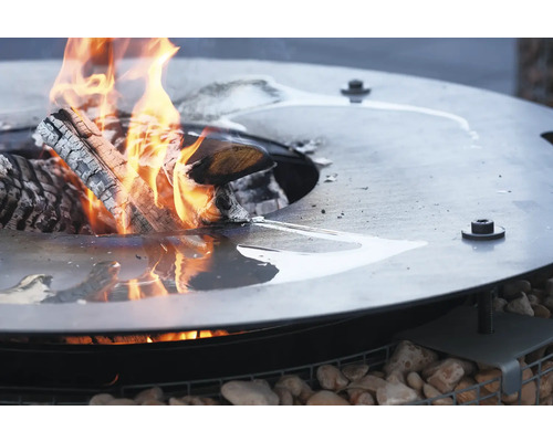 Bois qui brûle dans une vasque à feu.
