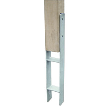 Pfostenhalter mit zwei Ablagen aus Metall und Holz