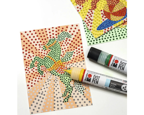 Bemalte Karten mit Punktmalerei und Marabu Dot Pens