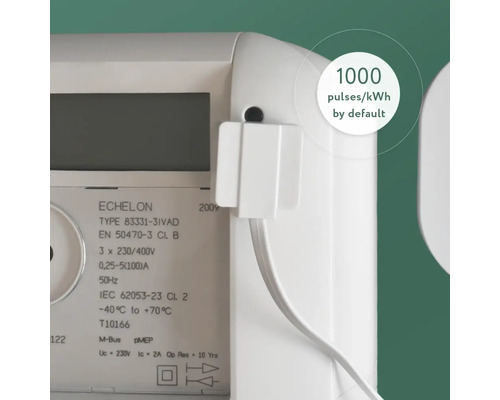 Nahaufnahme eines Stromzählers mit angeschlossenem Sensor