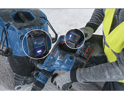 Aspirateur Bosch et perforateur à batterie avec logo Bosch