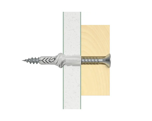 Cheville universelle avec vis dans un mur et du bois