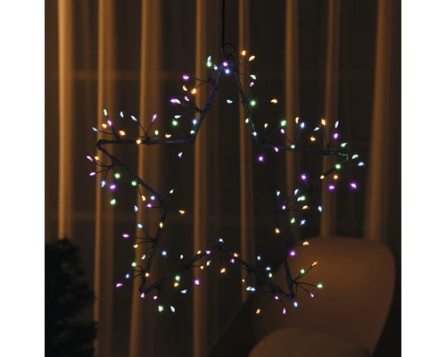 Lampe suspendue en forme d''étoile avec des lumières colorées pour les décorations festives.