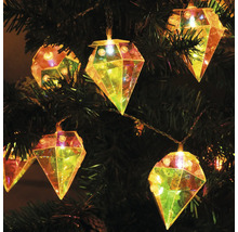 Guirlande lumineuse avec lampes en forme de diamant sur un arbre de Noël