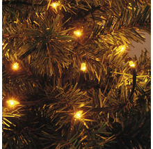 Lichterkette mit warmweißen Lichtern an einem Weihnachtsbaum