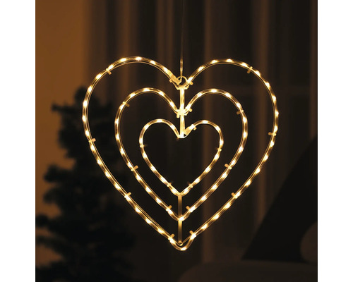 Herzförmige LED-Dekoration mit drei Herzen