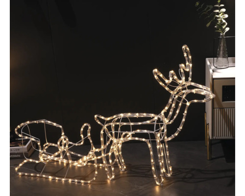 Traîneau de rennes lumineux décoratif pour la période de Noël