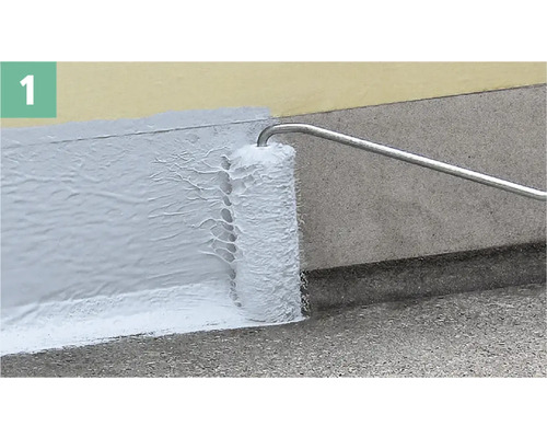 Peinture de façade appliquée au rouleau.