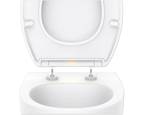 Geöffneter Toilettensitz aus Sanitärkeramik